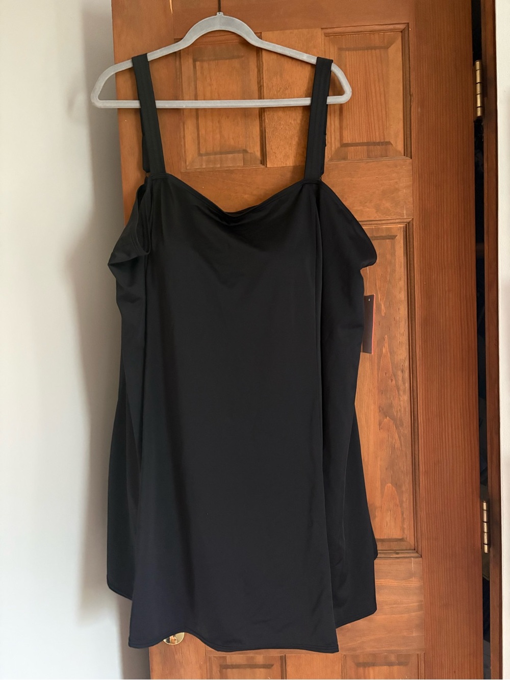 NEW Swimsuits For All Plus Size 34 Women's Black Modest One Piece Swim Dress